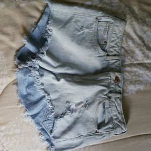 H&M High Waisted Acid Wash Shorts